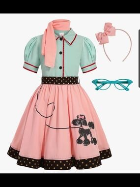 Retro Mint & Pink Poodle Theater Costume for Kids
